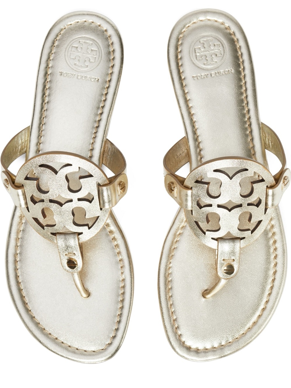 Tory Burch Miller Thong Sandals in Spark Gold NWOB